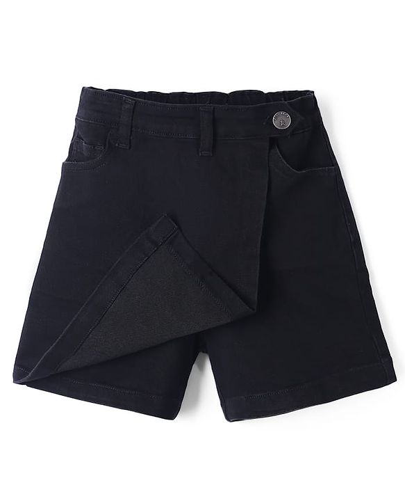Pine Kids Cotton Mix Denim Skort with Knee Length & Back Elastic in Black