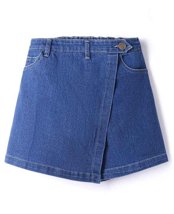 Pine Kids Denim Woven Skort with Back Elastic & Knee Length in Blue