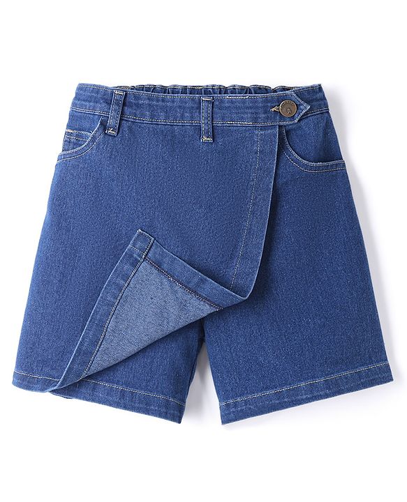 Pine Kids Denim Woven Skort with Back Elastic & Knee Length in Blue