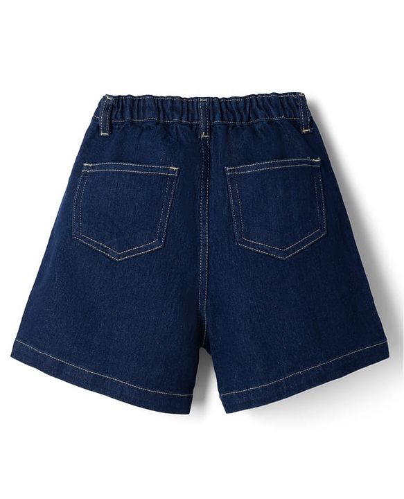 Pine Kids Cotton Mix Woven Denim Skort with Back Elastic & Knee Length in Dark in Blue