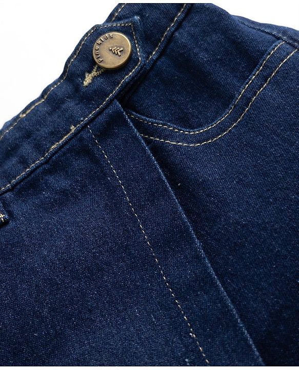 Pine Kids Cotton Mix Woven Denim Skort with Back Elastic & Knee Length in Dark in Blue