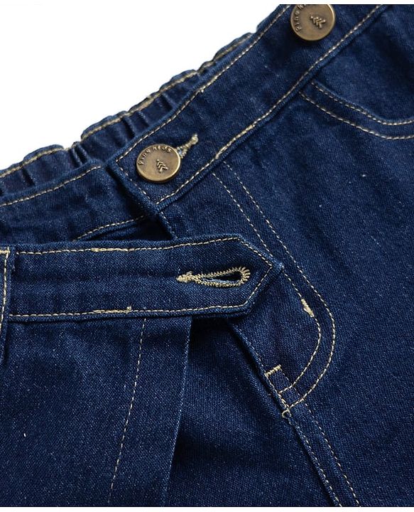 Pine Kids Cotton Mix Woven Denim Skort with Back Elastic & Knee Length in Dark in Blue