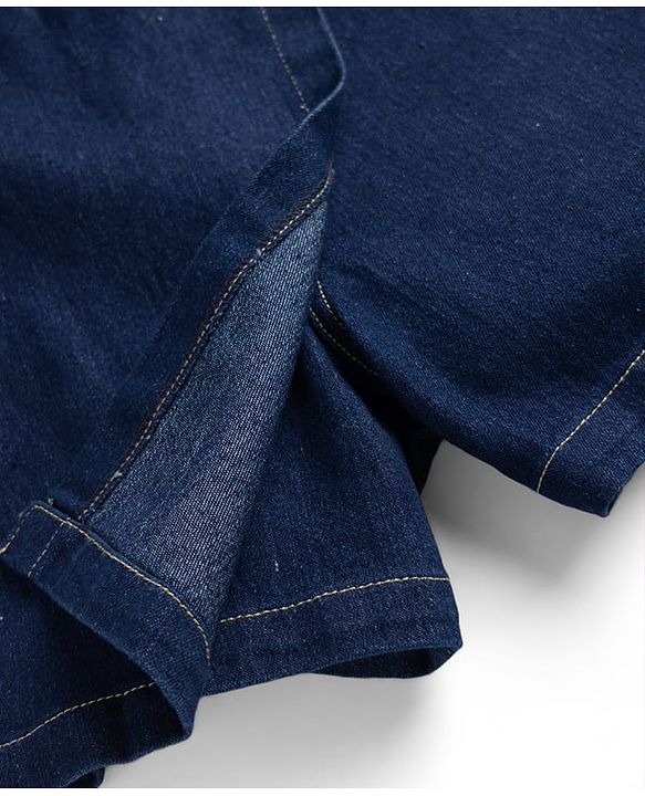 Pine Kids Cotton Mix Woven Denim Skort with Back Elastic & Knee Length in Dark in Blue