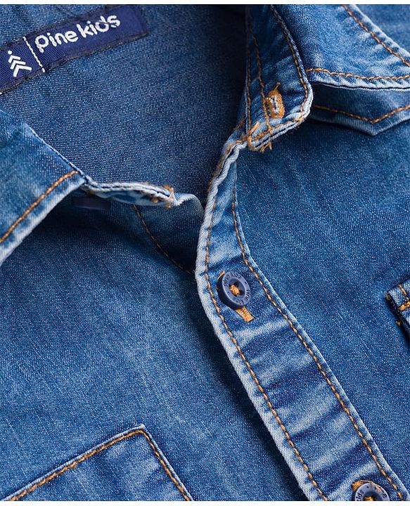 Pine Kids Denim Woven Full Sleeves Shirt - Blue