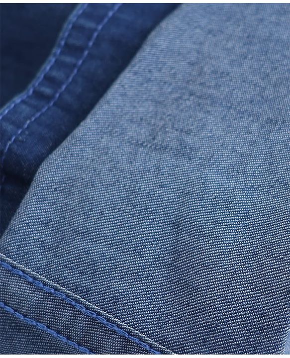 Pine Kids Denim Woven Full Sleeves Solid Shirt with Pockets - Navy