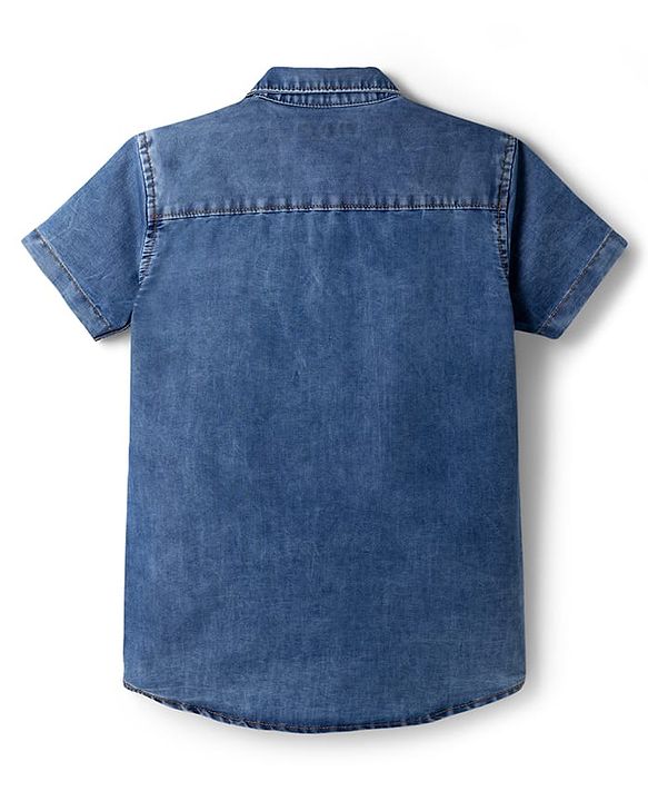 Pine Kids Denim Woven Half Sleeves Shirt -Royal Blue