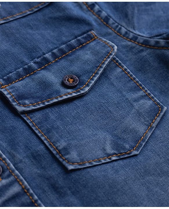 Pine Kids Denim Woven Half Sleeves Shirt -Royal Blue