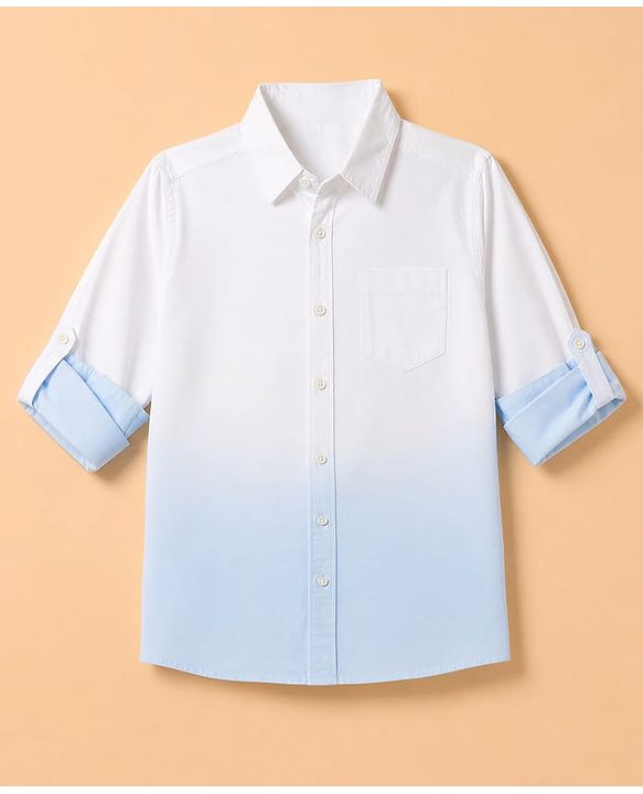 Pine Kids Cotton Woven Ombre Shirt with Full Sleeves in Blue for 4-5 Years