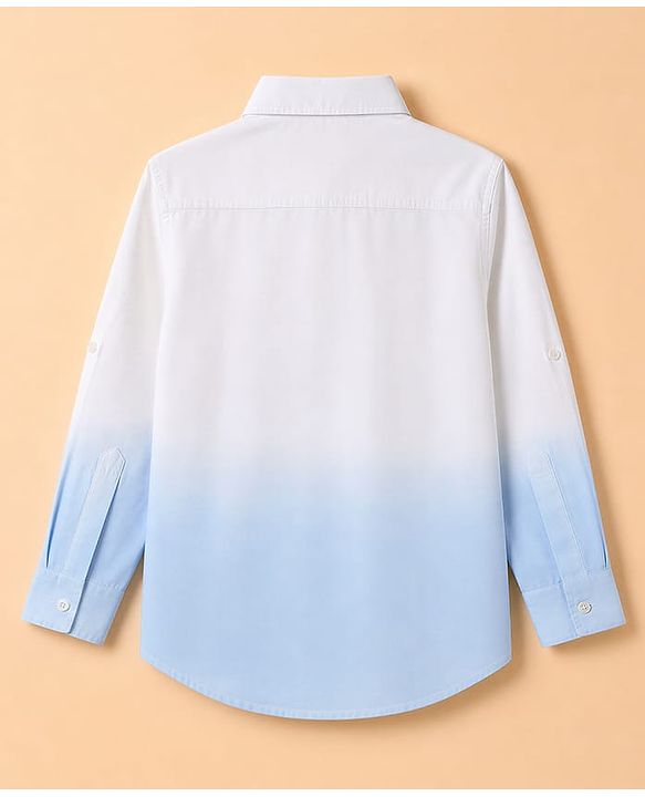 Pine Kids Cotton Woven Ombre Shirt with Full Sleeves in Blue for 4-5 Years