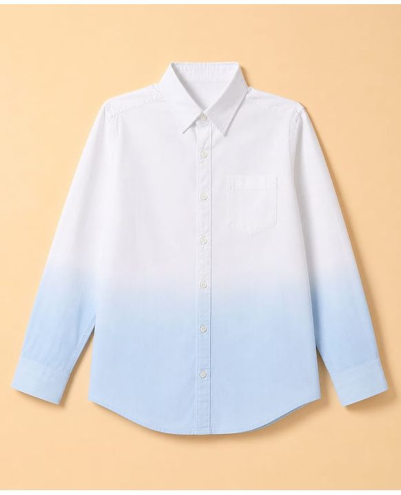 Pine Kids Cotton Woven Ombre Shirt with Full Sleeves in Blue for 4-5 Years