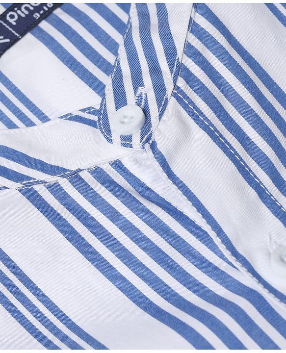 Pine Kids Cotton Woven Striped Shirt with Full Sleeves - Blue