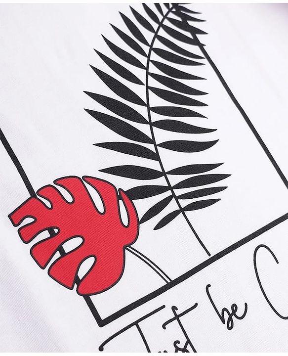 Pine Kids Cotton Woven Shirt and T-Shirt with Short Sleeves and Tropical Theme Print in Red for 4-5 Years