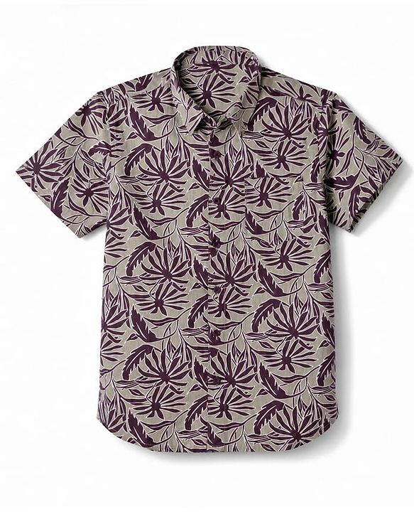 Pine Kids Cotton Woven Half Sleeves Shirt with Floral Print - Grey