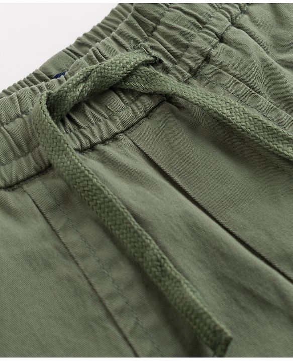 Pine Kids Cotton Elastane Woven Full Length Solid Colour Trouser with Front Pockets - Olive