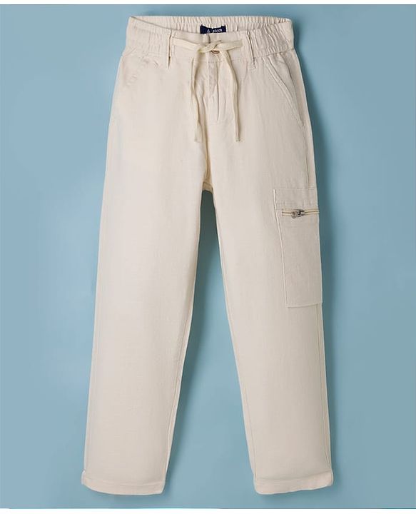 Pine Kids Cotton Elastane Woven Full Length Trousers - Beige