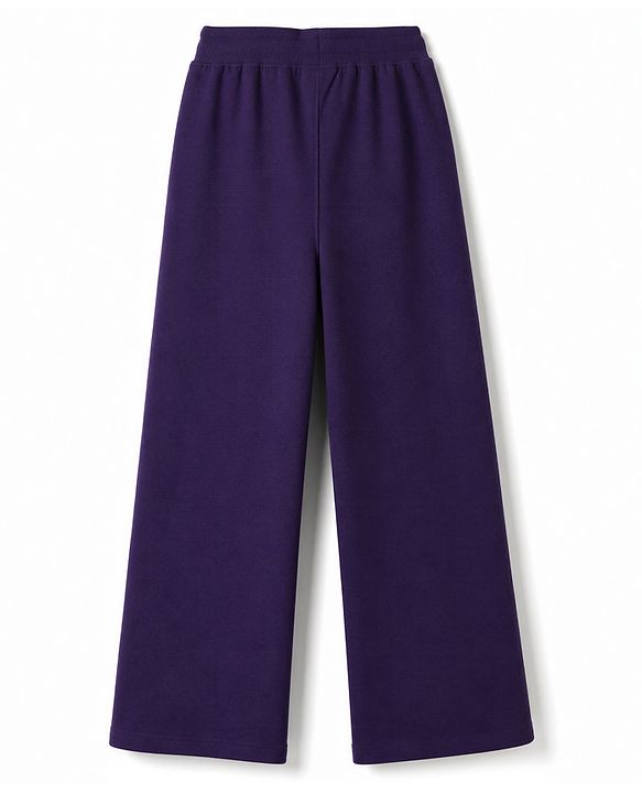 Pine Kids Cotton Knit Full Length Track Pants With Text Print - Purple