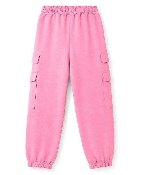 Pine Kids Cotton Knit Full Length Lounge & Track Pants With Pockets - Pink