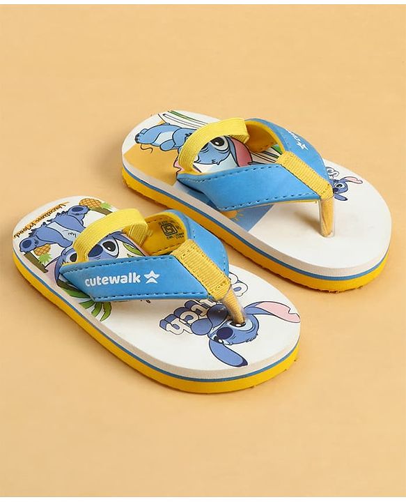 Cute Walk by Babyhug Disney Back Strap Closure Flip Flops With Stitch Print - Blue