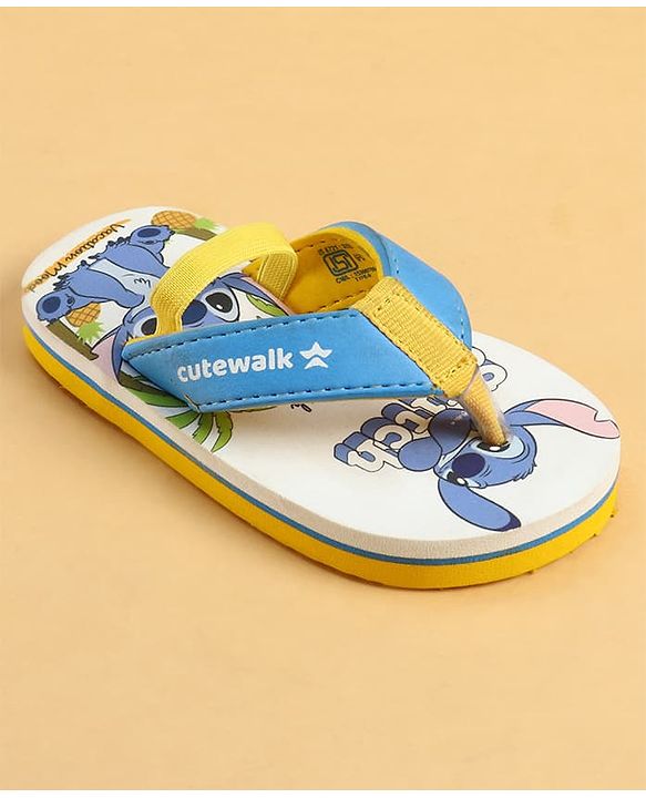 Cute Walk by Babyhug Disney Back Strap Closure Flip Flops With Stitch Print - Blue