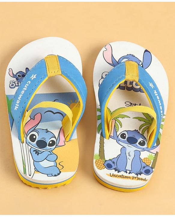 Cute Walk by Babyhug Disney Back Strap Closure Flip Flops With Stitch Print - Blue