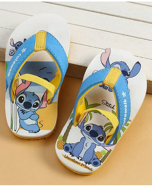 Cute Walk by Babyhug Disney Back Strap Closure Flip Flops With Stitch Print - Blue