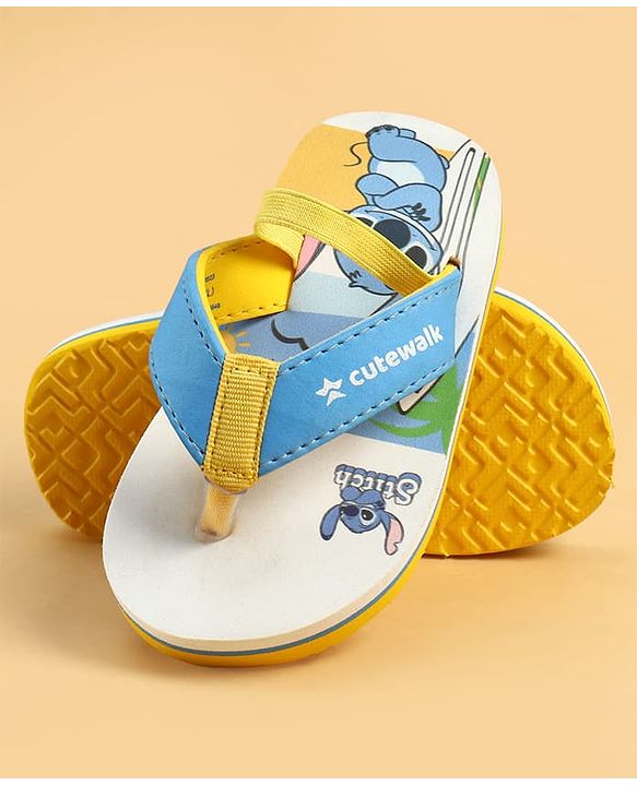 Cute Walk by Babyhug Disney Back Strap Closure Flip Flops With Stitch Print - Blue