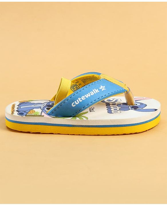 Cute Walk by Babyhug Disney Back Strap Closure Flip Flops With Stitch Print - Blue