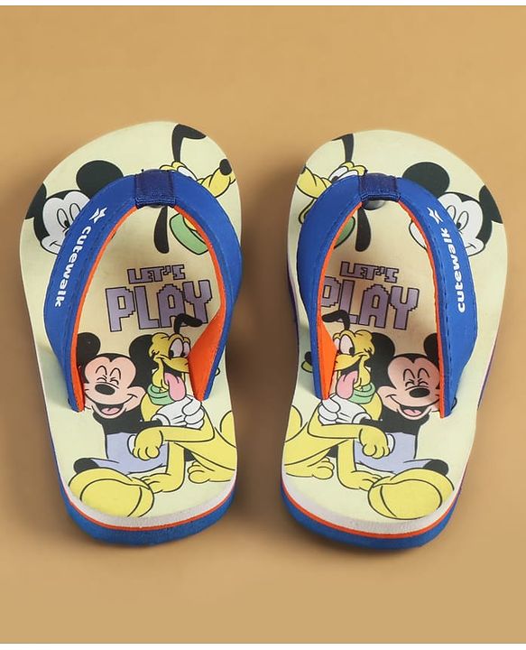 Cute Walk by Babyhug Disney Slip On Flip Flops With Mickey & Friends Print - Blue