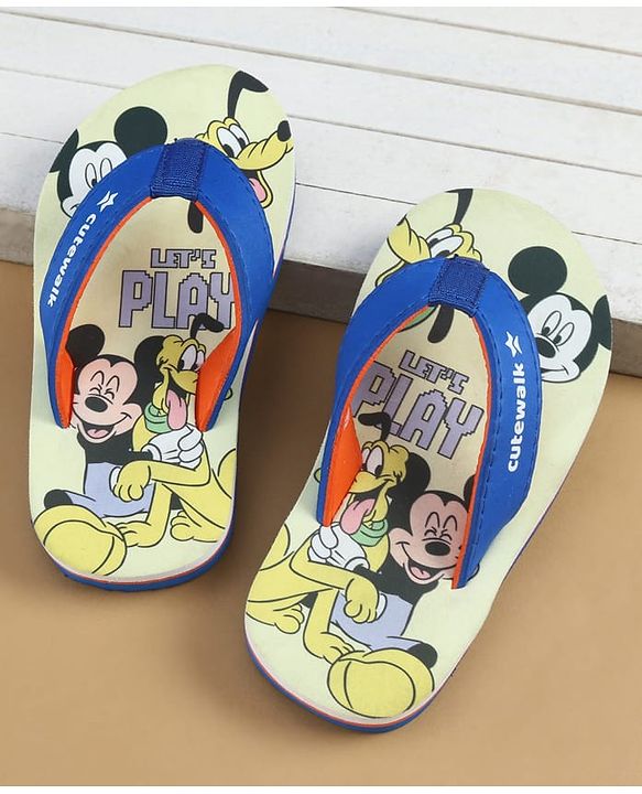 Cute Walk by Babyhug Disney Slip On Flip Flops With Mickey & Friends Print - Blue
