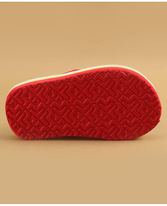 Cute Walk by Babyhug Disney Flip Flops with Back Strap & Mickey Mouse Print - Red