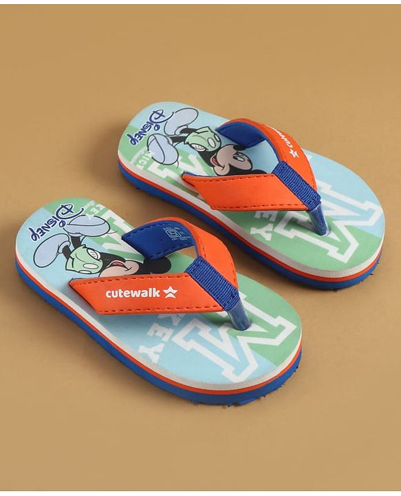 Cute Walk by Babyhug Disney Slip On Flip Flops with Mickey Mouse Print - Blue
