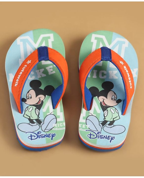 Cute Walk by Babyhug Disney Slip On Flip Flops with Mickey Mouse Print - Blue