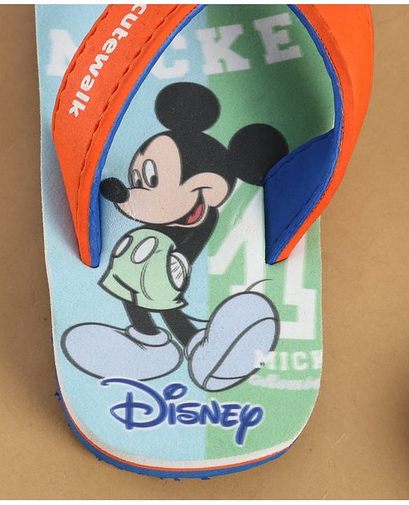 Cute Walk by Babyhug Disney Slip On Flip Flops with Mickey Mouse Print - Blue
