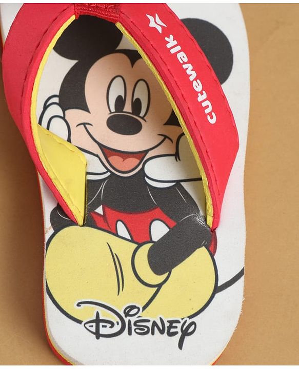 Cute Walk by Babyhug Disney Slip On Flip Flops with Mickey Mouse Print - Red