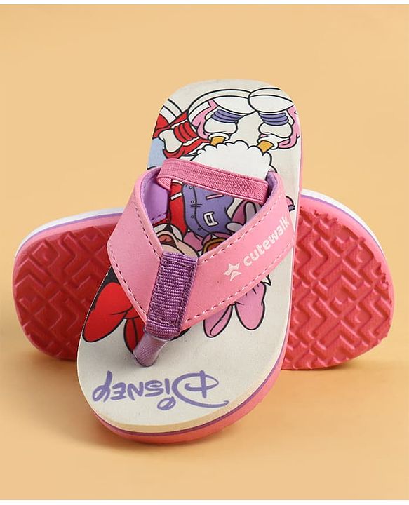 Cute Walk by Babyhug Disney Back Strap Closure Flip Flops With Minnie Mouse Print - Purple & White
