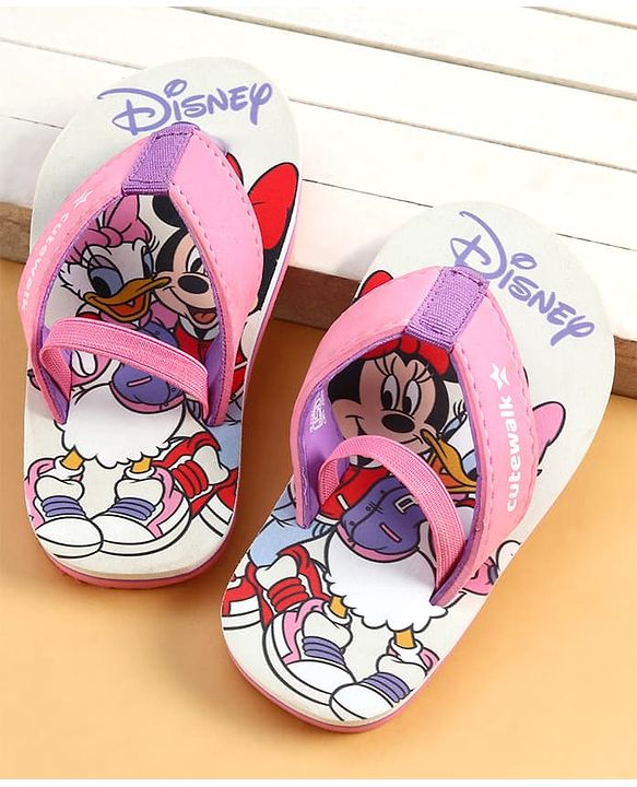 Cute Walk by Babyhug Disney Back Strap Closure Flip Flops With Minnie Mouse Print - Purple & White
