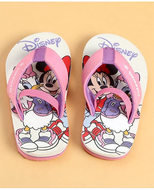 Cute Walk by Babyhug Disney Back Strap Closure Flip Flops With Minnie Mouse Print - Purple & White