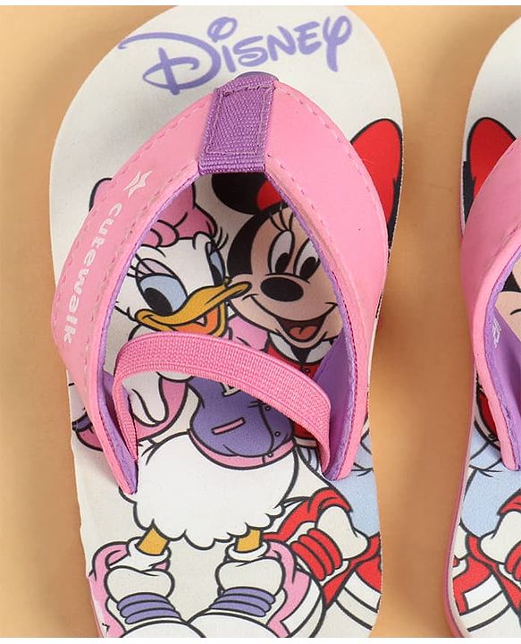 Cute Walk by Babyhug Disney Back Strap Closure Flip Flops With Minnie Mouse Print - Purple & White