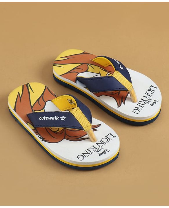 Cute Walk by Babyhug Disney Slip On Flip Flops with The Lion King Print - Navy Blue
