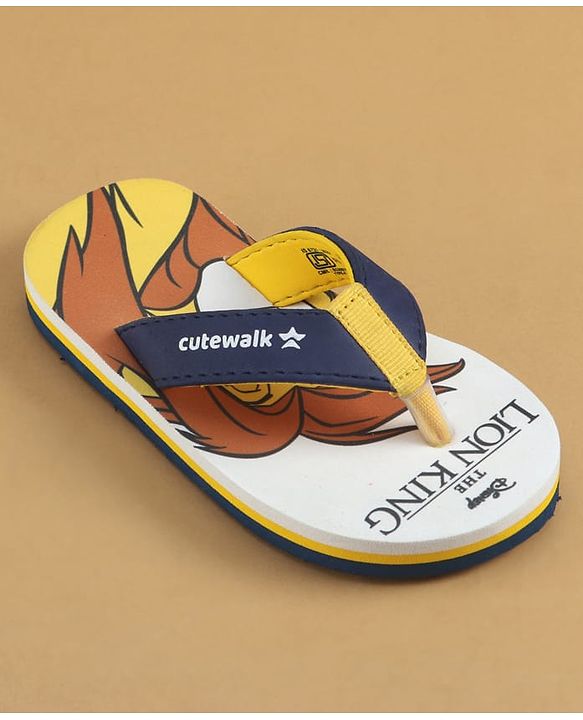 Cute Walk by Babyhug Disney Slip On Flip Flops with The Lion King Print - Navy Blue