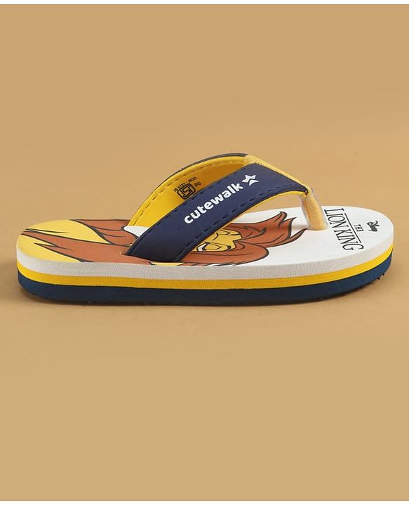Cute Walk by Babyhug Disney Slip On Flip Flops with The Lion King Print - Navy Blue