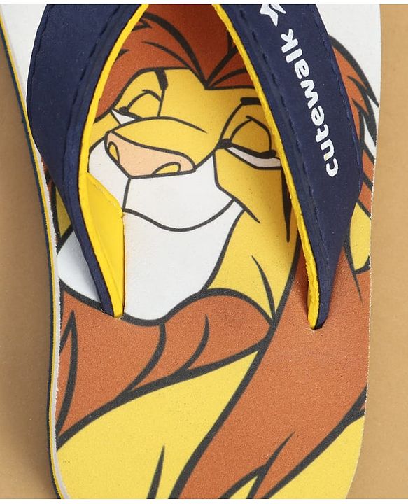 Cute Walk by Babyhug Disney Slip On Flip Flops with The Lion King Print - Navy Blue
