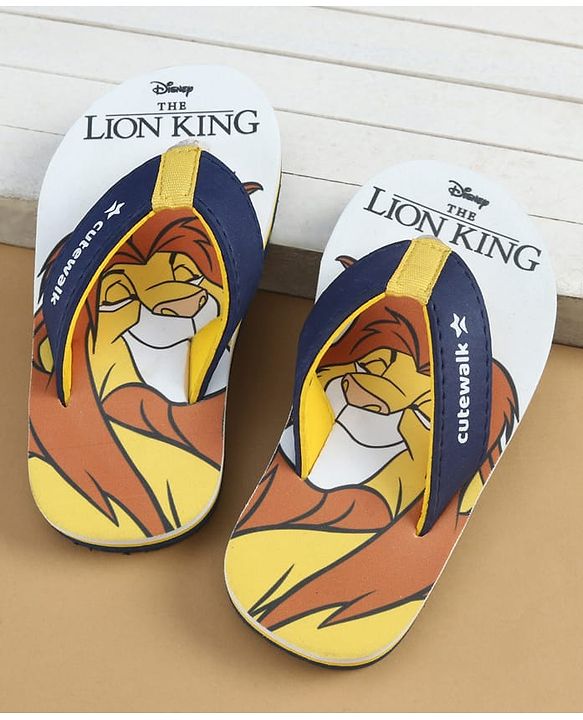 Cute Walk by Babyhug Disney Slip On Flip Flops with The Lion King Print - Navy Blue