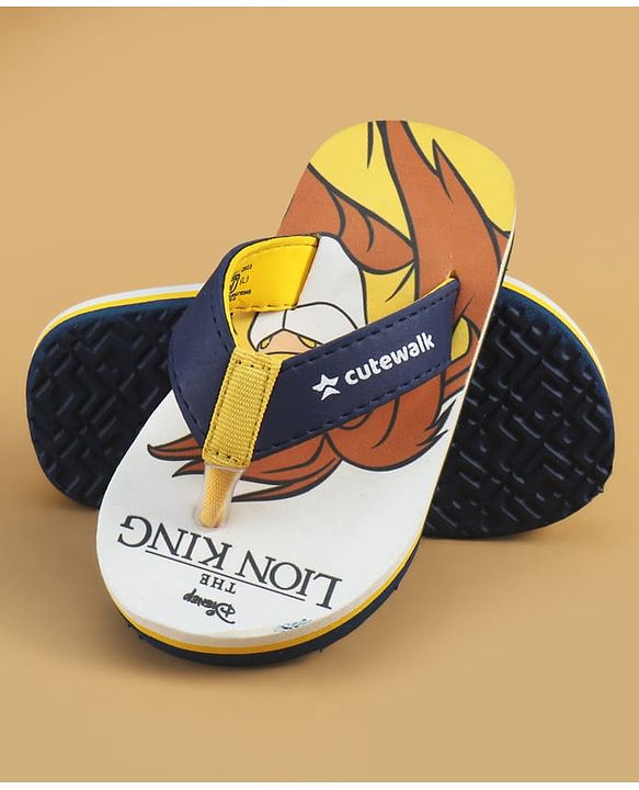 Cute Walk by Babyhug Disney Slip On Flip Flops with The Lion King Print - Navy Blue