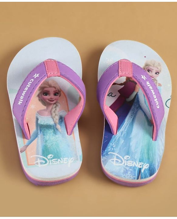 Cute Walk by Babyhug Disney Slip On Flip Flops with Disney Princes Print - Purple