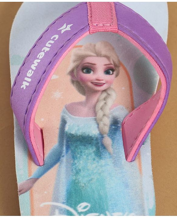 Cute Walk by Babyhug Disney Slip On Flip Flops with Disney Princes Print - Purple