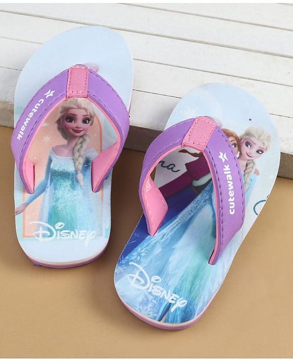 Cute Walk by Babyhug Disney Slip On Flip Flops with Disney Princes Print - Purple