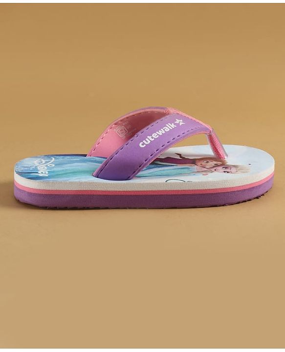 Cute Walk by Babyhug Disney Slip On Flip Flops with Disney Princes Print - Purple