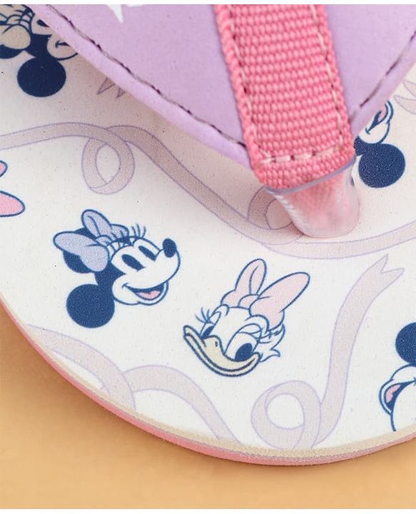 Cute Walk by Babyhug Disney Back Strap Closure Flip Flops With Minnie Mouse Print - White & Purple