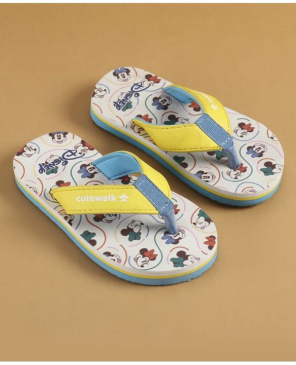 Cute Walk by Babyhug Disney Slip On Flip Flops with Minnie Mouse Print - Yellow